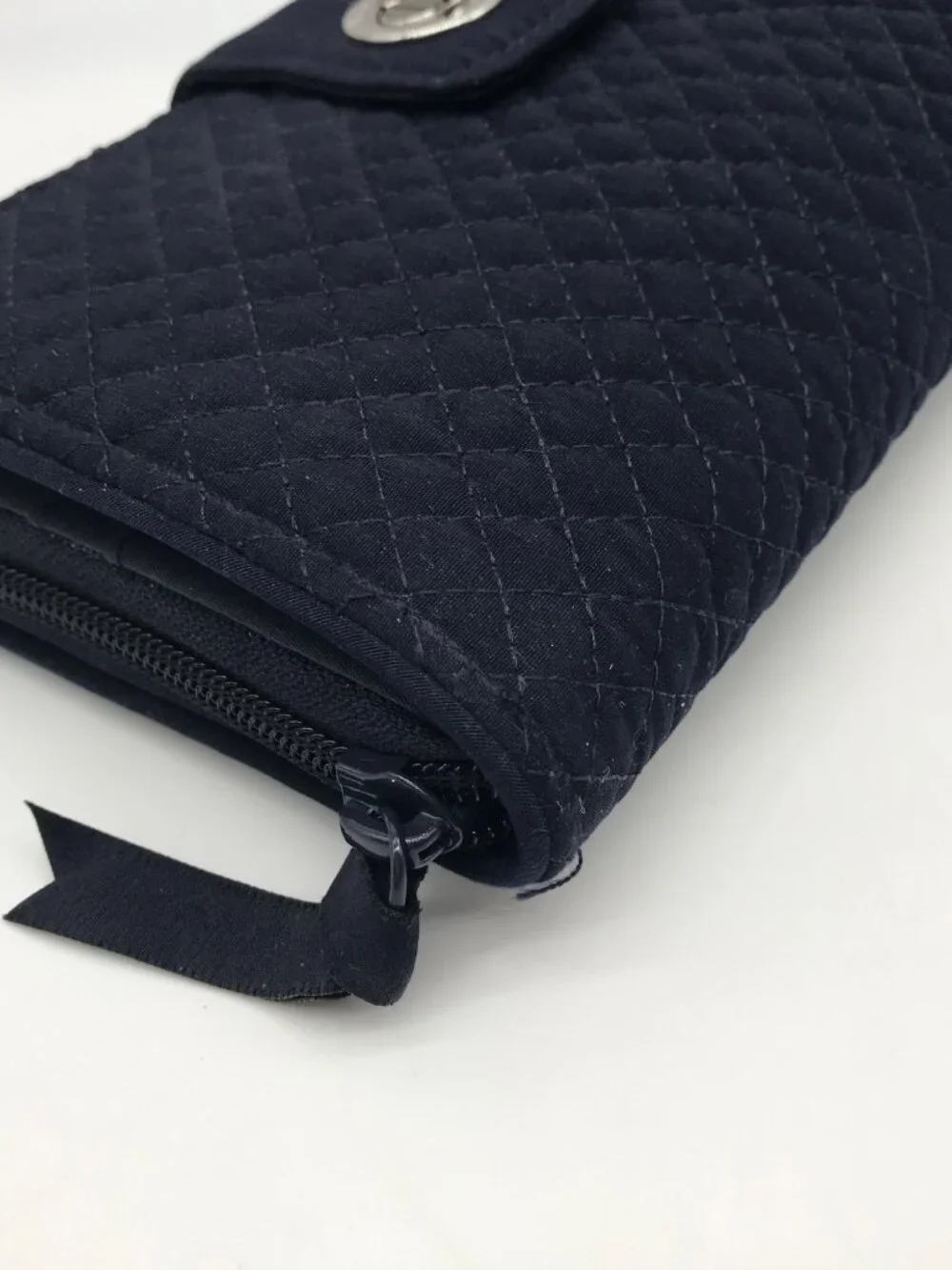 Vera Bradley Classic Navy Microfiber RFID Turnlock Wallet